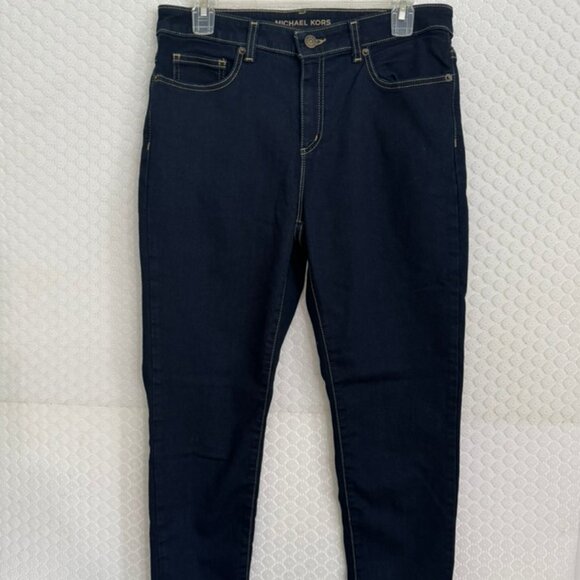 Michael Kors MK Izzy Skinny Dark Blue Stretch Jeans, 5 Pocket Size 10 EUC - Picture 1 of 7